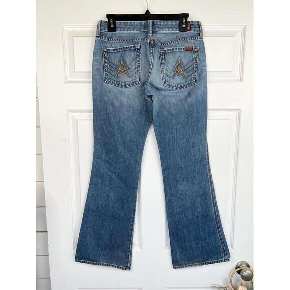 7 For All Mankind The A Pocket Blue Denim Bootcut 5 Pocket Design Size 29 - Picture 2 of 16